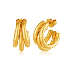 BRINCO MEIA ARGOLA TRIPLA OURO 18K na internet