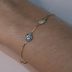 PULSEIRA MÃO DE FÁTIMA E OLHO GREGO OURO 18K - comprar online