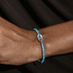 Pulseira Turquesa com olho grego ouro 18k - comprar online