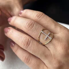 ANEL CRUZ COM DIAMANTES OURO 18K na internet