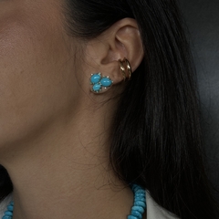 BRINCO BRILHANTE, TURQUESA E ESMERALDA OURO 18K - comprar online