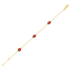 Pulseira joaninha infantil ouro 18k - Pratas e Pedras Joalheria