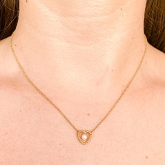 Colar coração com perola 18k - comprar online