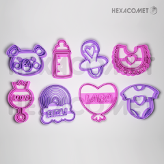 Cortantes para galletitas Packx8 baby shower 2 - comprar online
