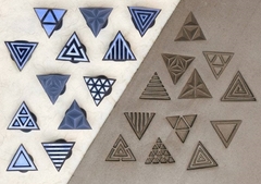 Sellos para galletitas porcelana ceramica triangulos packx12