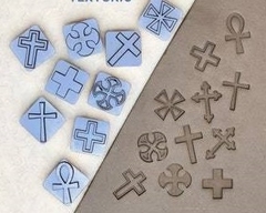 Sellos para galletitas porcelana ceramica cruces packx9
