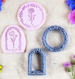 Sellos para galletitas porcelana ceramica flores packx2