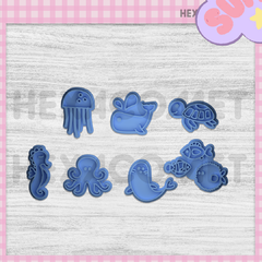 Sellos para galletitas porcelana ceramica oceano mar animales packx7