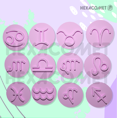 Sellos signos zodiacales para galletitas y masas ceramica porcelana packx12