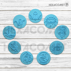 Sellos esotéricos para galletitas y masas ceramica porcelana packx9