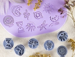 Sellos para galletitas porcelana ceramica magia esotericos packx9