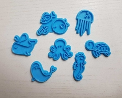 Sellos para galletitas porcelana ceramica oceano mar packx7