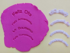 Sellos para galletitas porcelana ceramica frases packx4
