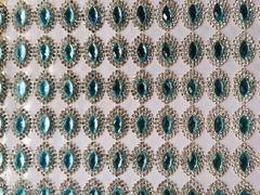 Manta Navete - Azul Claro Com Strass Cristal V1  24x40cm