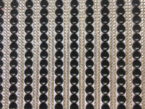 Manta Perola Preto C/ Strass Prata 5mm 24x40cm