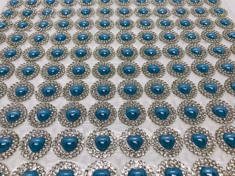 Manta Coração Resinado - Azul Bebe 24x40cm