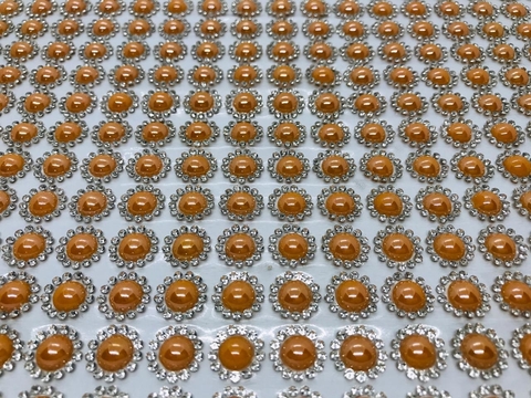 Manta Bola 8mm Laranja c/ Strass Prata 24x40cm