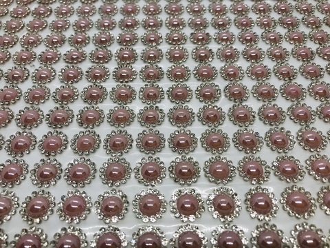 Manta Bola 11mm Rosa Bebe c/ Strass Prata 24x40cm