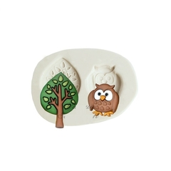 Molde de Silicone mini Coruja e Mini Arvore - lojacanaldaconfeitaria.com.br