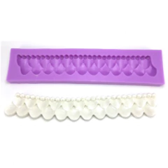 Molde de Silicone Arabesco Cordão de Babados e Pérolas para Confeitaria e Biscuit - comprar online