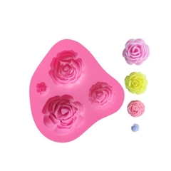 Molde de Silicone 04 Rosas para Biscuit e Confeitaria - comprar online