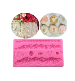 Imagem do Molde de Silicone Textura Tricô Trança para Biscuit e Confeitaria