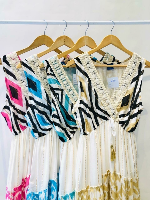 ART1307 - VESTIDO RAYON LUREX ESTAMPADO IMPORTADO