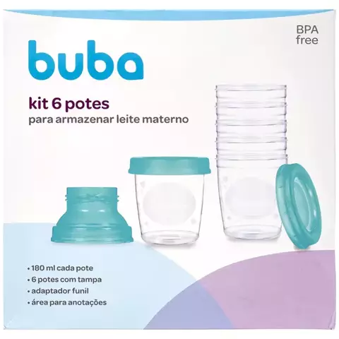 KIT 6 POTES PARA ARMAZENAR LEITE MATERNO