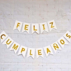 BANDERIN FELIZ CUMPLE BLANCO - comprar online