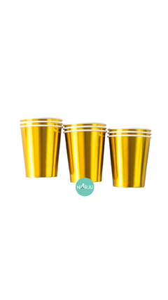 VASOS POLIPAPEL DORADOS X 6