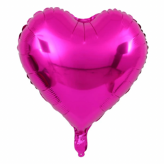 GLOBO CORAZON METALIZADO 45CM FUCSIA