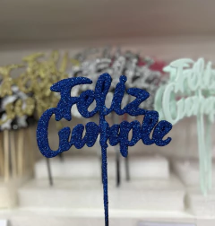 TOPPER FELIZ CUMPLE RIGIDO C/ BRILLO - comprar online
