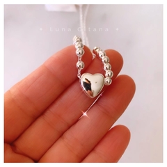 Collar Corazón con Bolitas