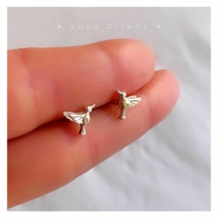 Aros Colibrí plata y oro