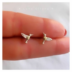 Aros Colibrí plata y oro - comprar online