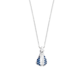 Colar Nossa Senhora Aparecida Cravejada Azul Em Prata 925