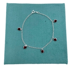 Pulseira Feminina de Prata 925 Coração Ponto de Luz Vermelho - comprar online