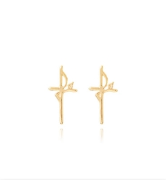 Brinco Fé Pequeno Semijoia Ouro 18K