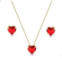 Conjunto de coração vermelho