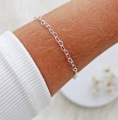 Pulseira Elo De Corações Prata 925 - comprar online
