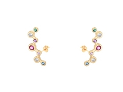 Brinco Ear Cuff Círculos Zircônias Coloridas