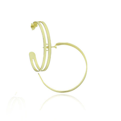Brinco De Argola medi Banhado A Ouro Com Aro Duplo