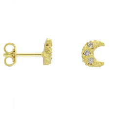 Brinco banhado a ouro em forma de lua com micro zircônias