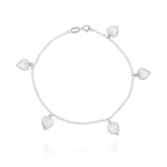 Pulseira Feminina de Prata 925 de Coração Ponto de Luz Cristal