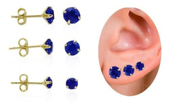 Kit Com 3 Pares De Brincos Folheados A Ouro Com Zirconia na internet