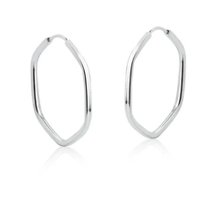 Brinco Argola de Prata 925 Hexagono Colmeia 15mm Argolinha