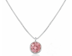 Colar Ponto de Luz Rosa Prata 925