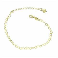 Pulseira banhada a ouro feita com elos com forma de coração