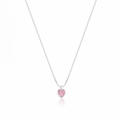 Colar Mini Coração Rosa Claro - Prata 925