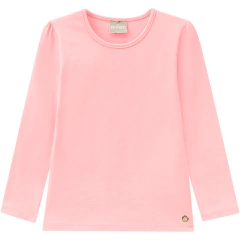 Blusa Infantil Menina Cotton 4 Rosa Jujuba c/ Medalhinha (tam 4-10) Milon